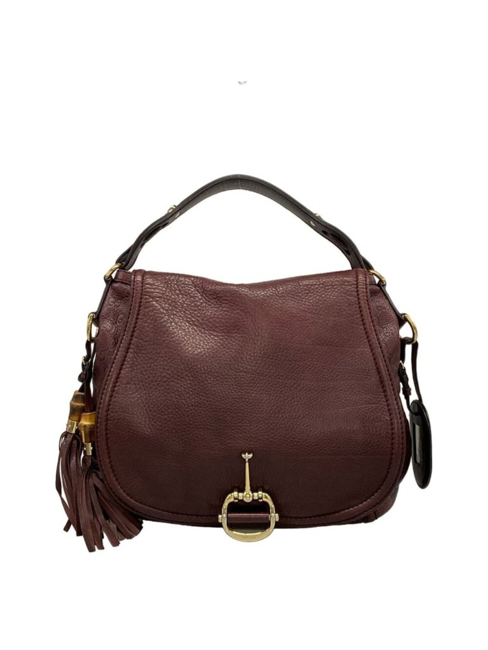 Gucci Shoulder Bag Horsebit Bordeaux Leather